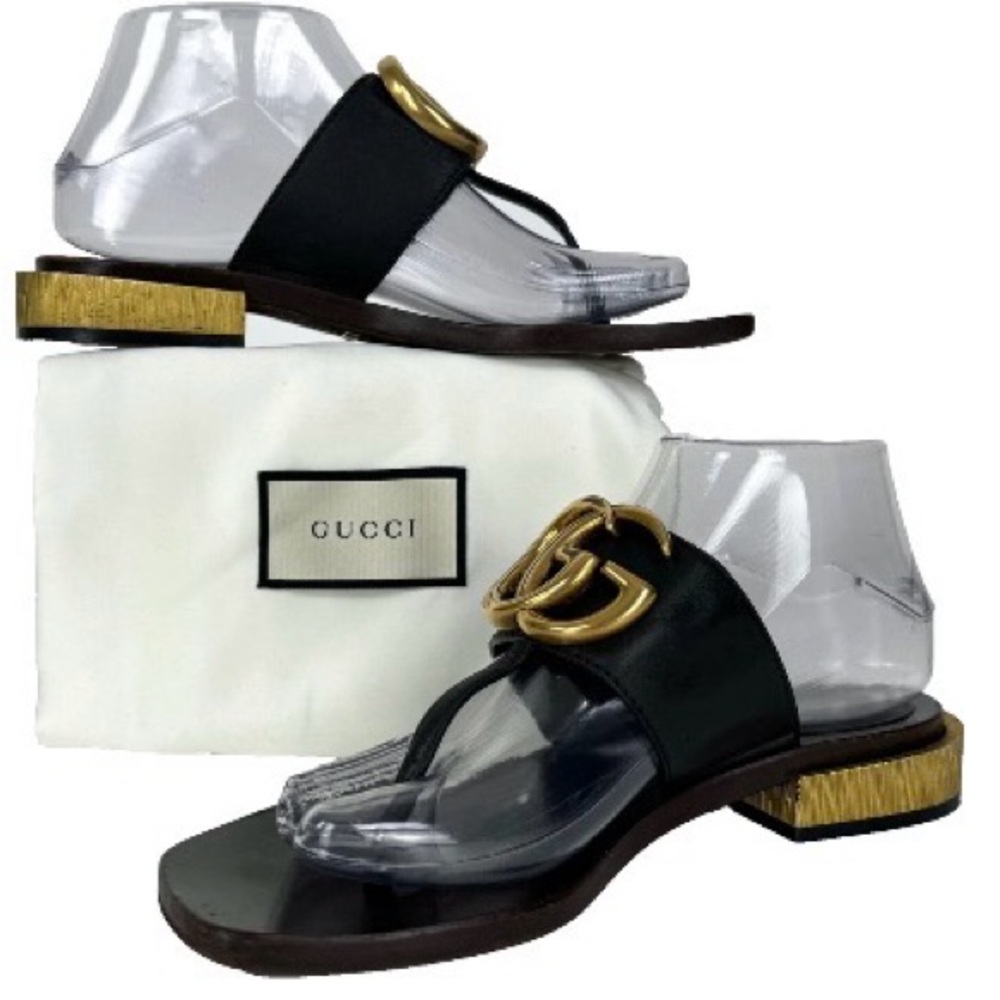SOLD‼️‼️‼️Gucci Women's Sandals in Black with Gold Accents